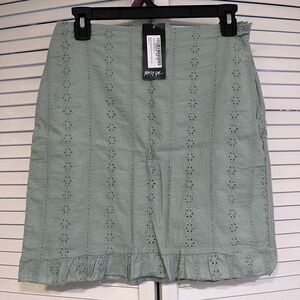 Nasty Gal Ruffle Hem Mini Skirt. NWT, Sage Green, Size 12.